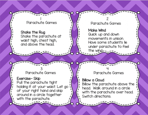 Parachute game cards